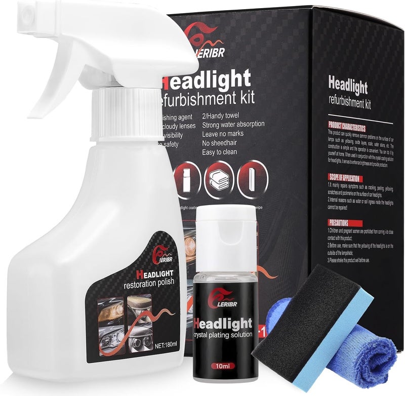 ieribr Automotive Headlamp Restoration Fluid Kit,Headlight Refurbishing Agent,2025 New Automotive Headlamp Restoration Fluid Oxidized Kit,Multifunctional Headlight Polishing for All Vehicle Types - Image 1